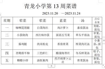 张家港市青龙小学2023-2024学年第1学期第13周菜谱