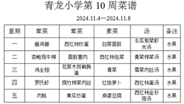 张家港市青龙小学2024-2025学年第1学期第10周菜谱